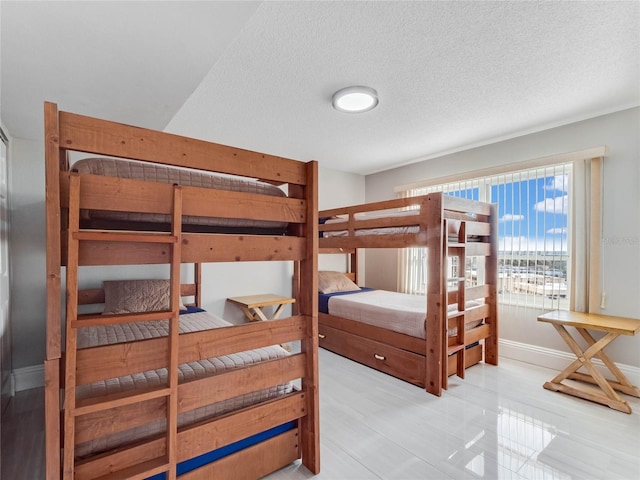 bedroom with a textured ceiling