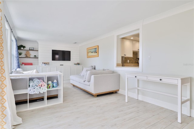 living room featuring light wood-type flooring