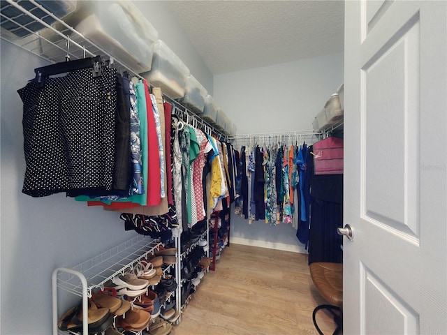 spacious closet featuring hardwood / wood-style flooring