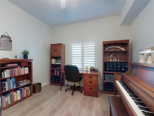 office area featuring light hardwood / wood-style flooring