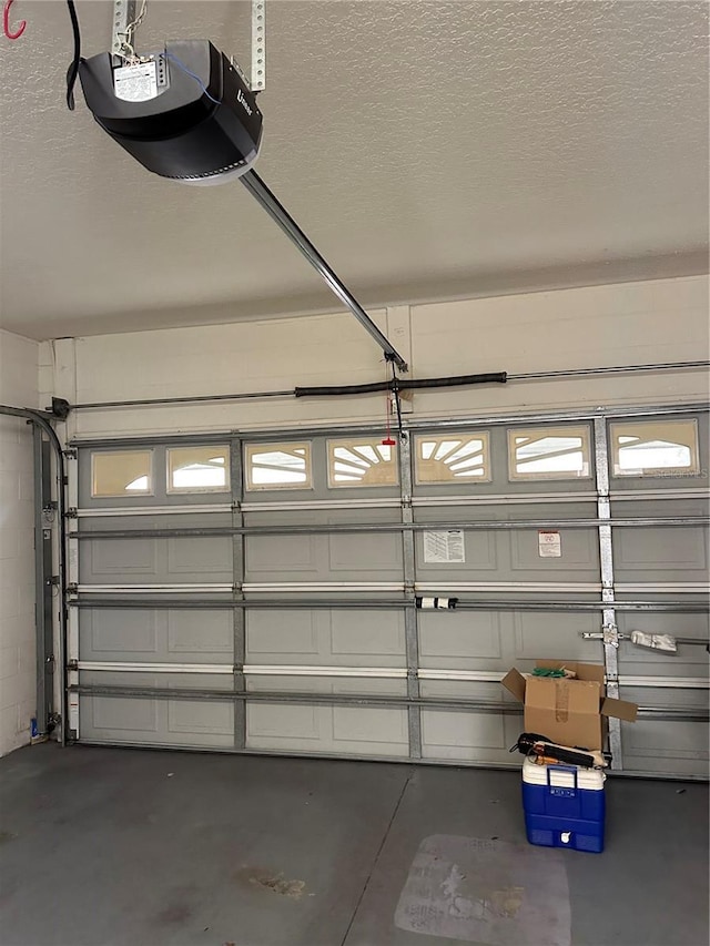 garage with a garage door opener