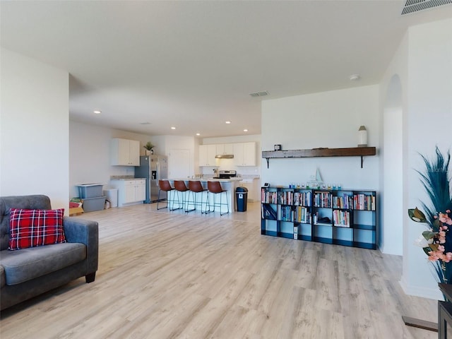 living room featuring light hardwood / wood-style flooring