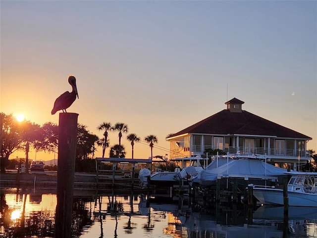 dock area featuring a water view