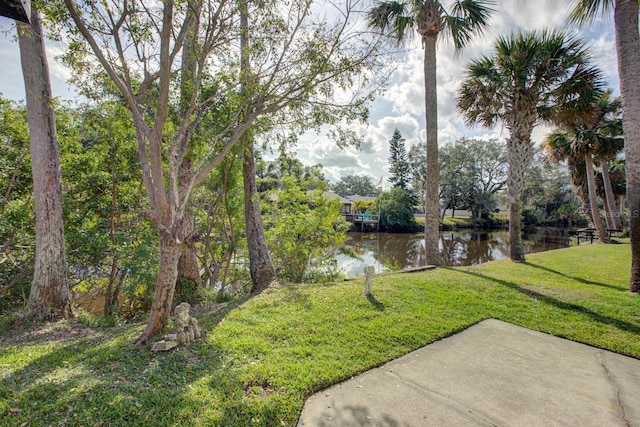 view of yard featuring a water view