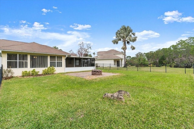 view of yard featuring a sunroom