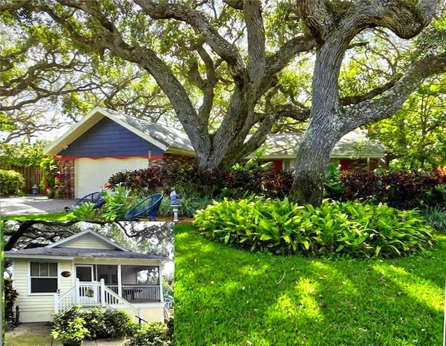 view of front of home with a front yard