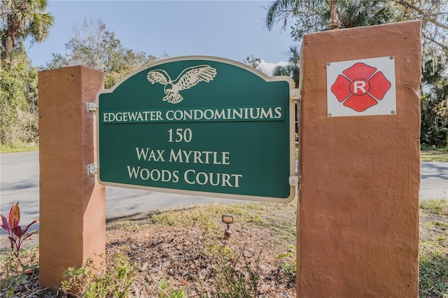 view of community sign