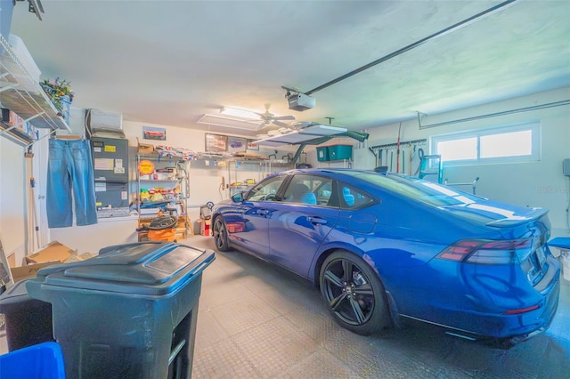 garage with a garage door opener