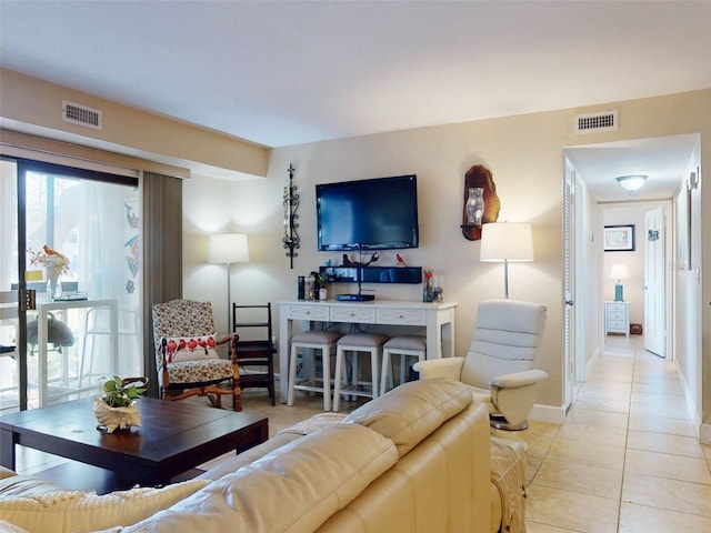 view of tiled living room