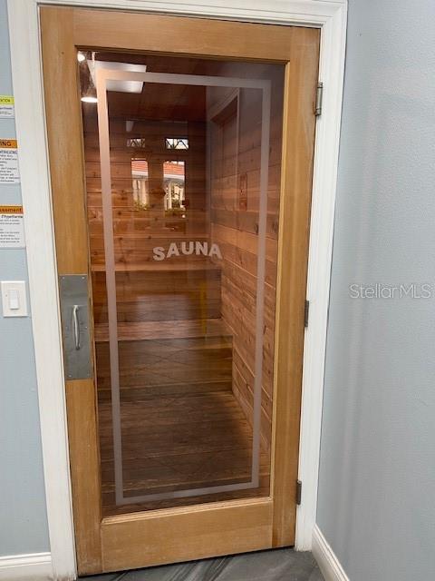 view of sauna