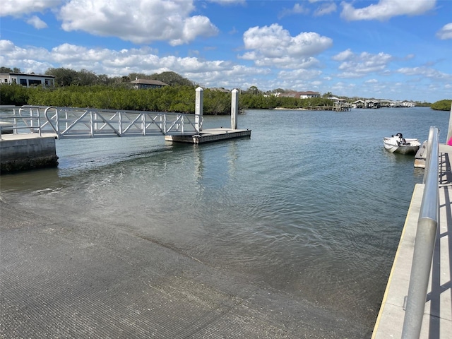 dock area featuring a water view