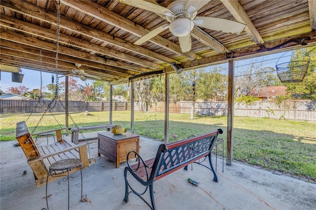 view of patio with ceiling fan