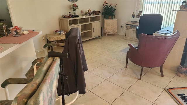 office area with light tile patterned floors