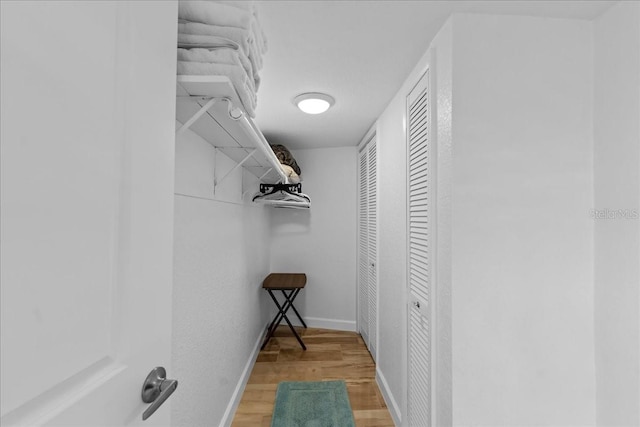 spacious closet featuring light wood-type flooring