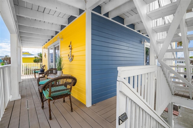 wooden deck featuring a porch