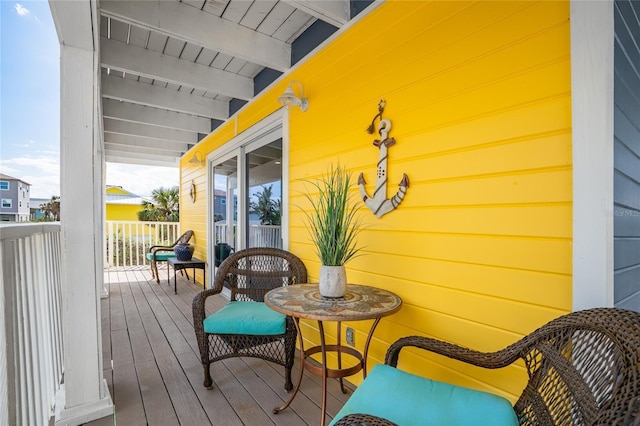 wooden terrace with covered porch