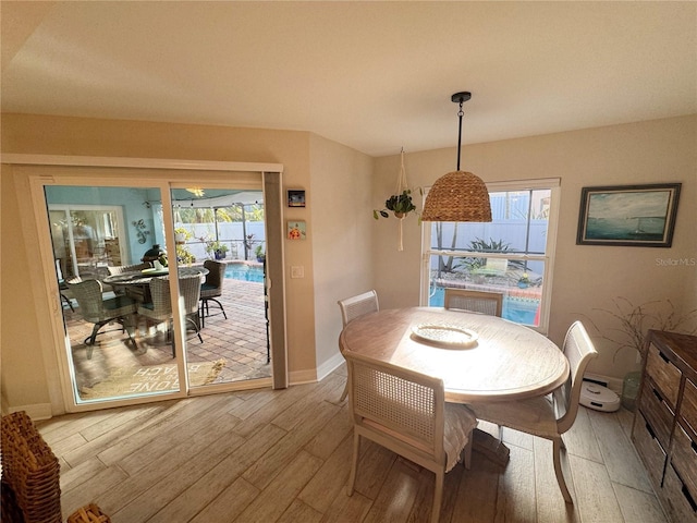 dining room with light hardwood / wood-style floors