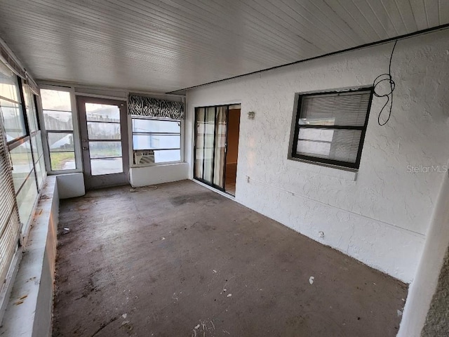 view of unfurnished sunroom