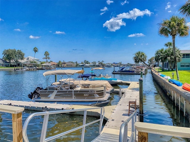 dock area featuring a water view