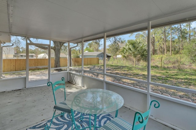 view of unfurnished sunroom