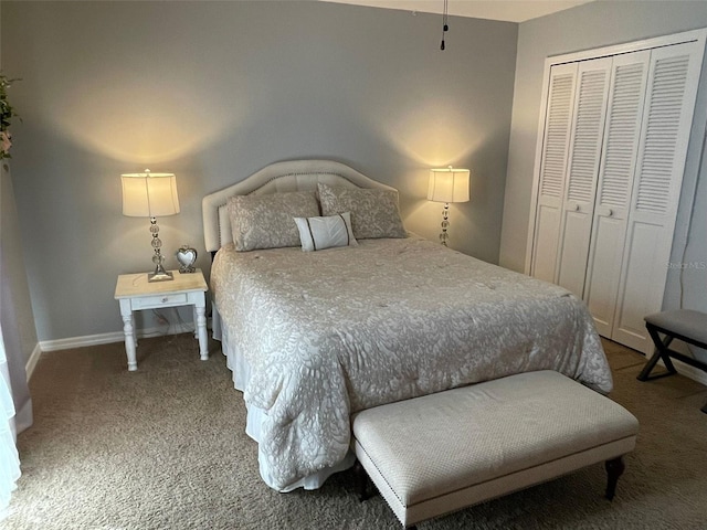 carpeted bedroom featuring a closet