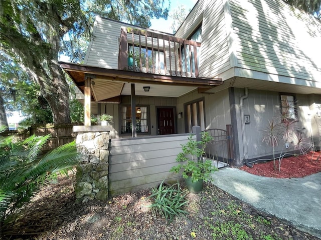 exterior space featuring a balcony