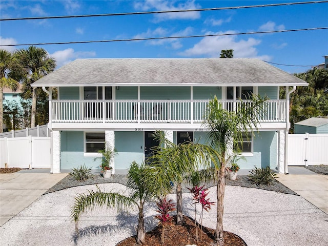 view of front of property with a balcony