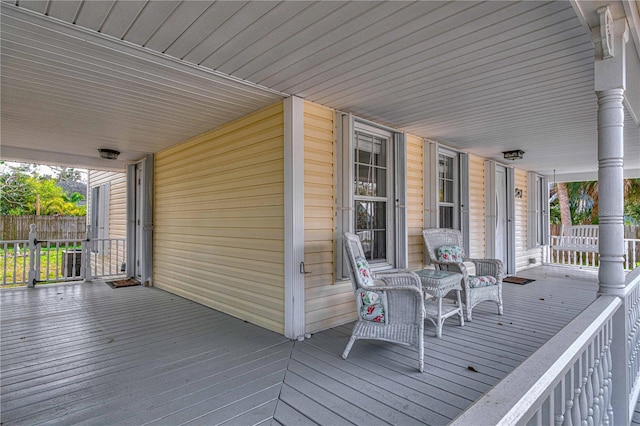 deck featuring covered porch