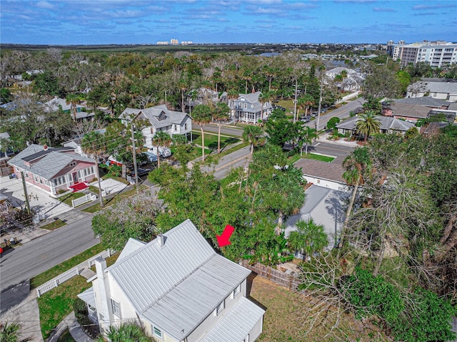 birds eye view of property with a residential view