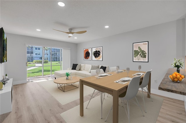 325 N Causeway Unit B101, New Smyrna Beach, FL 32169 - living area featuring light wood-style floors, recessed lighting, and a ceiling fan