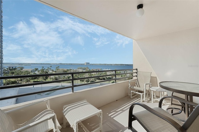 balcony with a water view