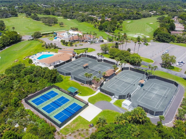 bird's eye view with golf course view