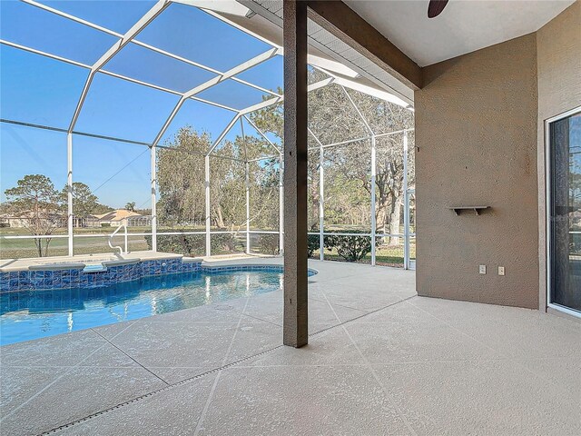 6456 Cypress Springs Pkwy, Port Orange, FL 32128 - pool featuring glass enclosure and a patio
