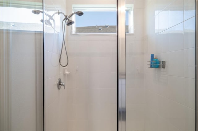 bathroom with a stall shower