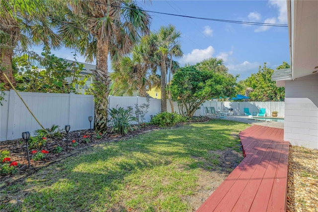 view of yard featuring a fenced backyard