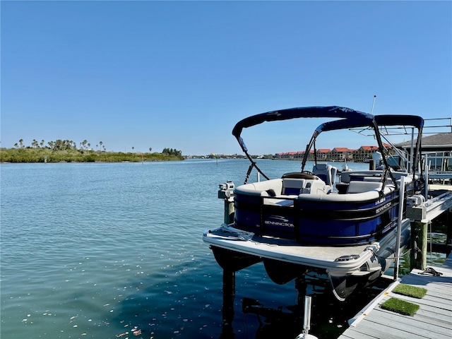 view of dock featuring a water view