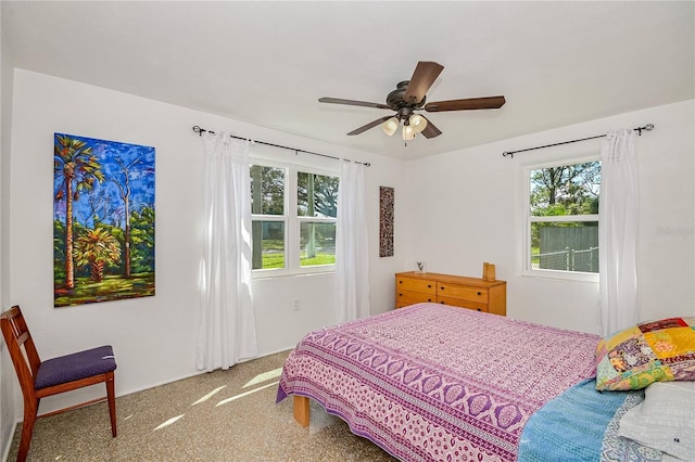 bedroom featuring carpet floors and ceiling fan