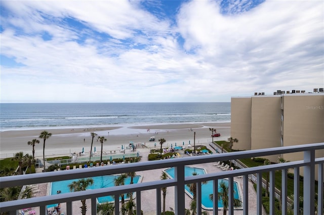 property view of water featuring a view of the beach