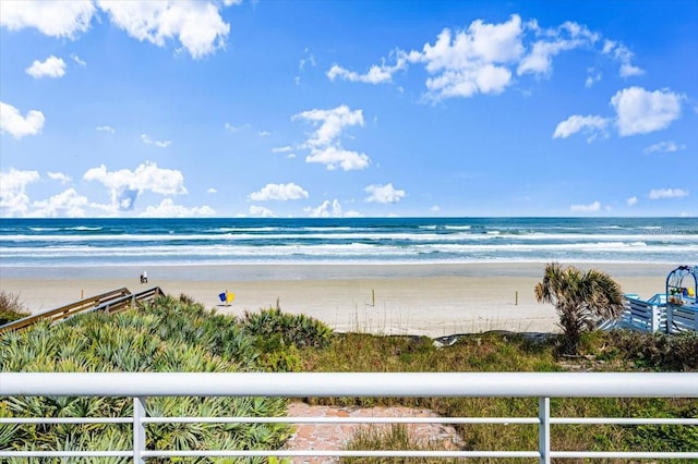 view of water feature with a view of the beach