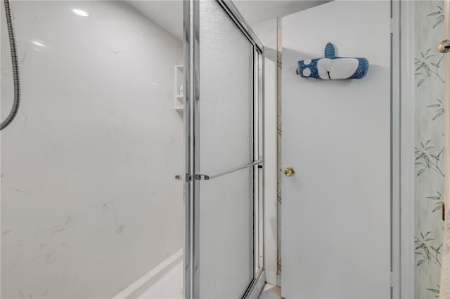 interior space featuring a stall shower