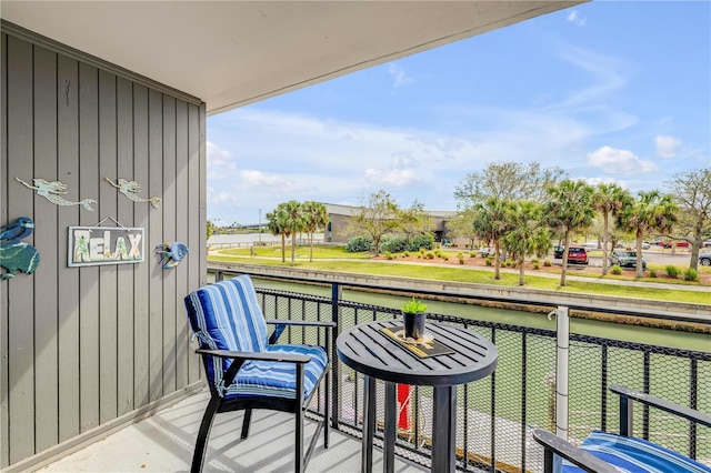 balcony with a water view