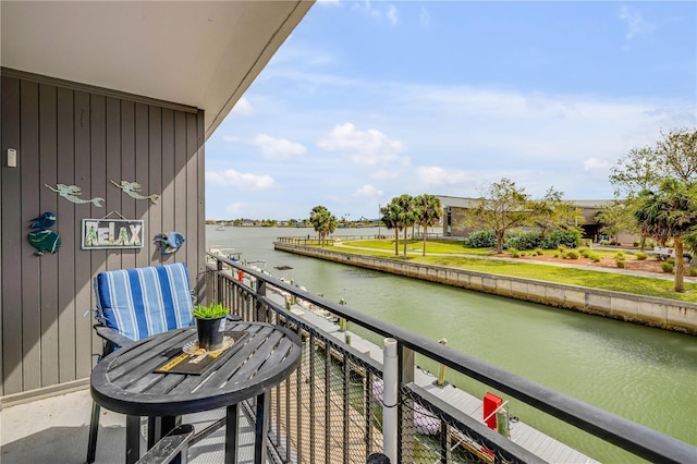 balcony with a water view