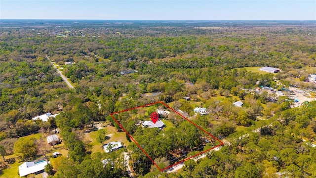 aerial view with a forest view