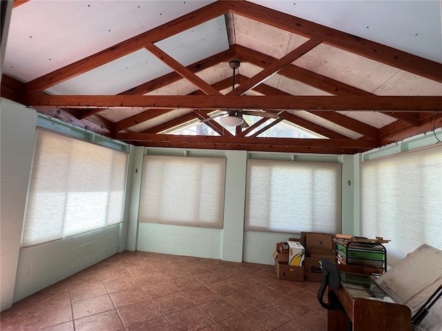 630 Yupon Ave, New Smyrna Beach, FL 32169 - sunroom featuring lofted ceiling with beams