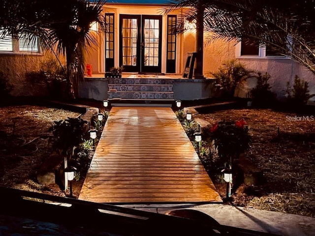 exterior space featuring french doors