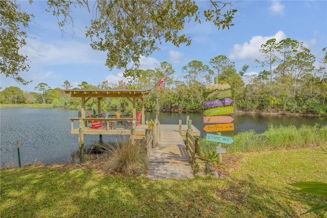 dock area featuring a water view