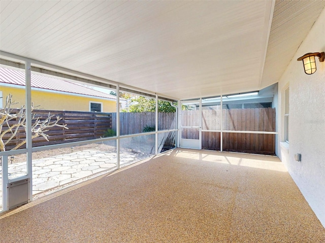 view of unfurnished sunroom