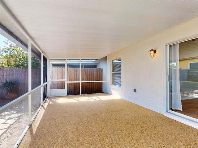view of unfurnished sunroom