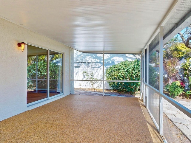 view of unfurnished sunroom