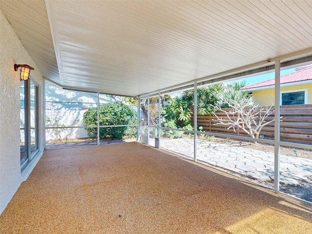 view of unfurnished sunroom